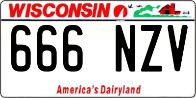 WI license plate 666NZV