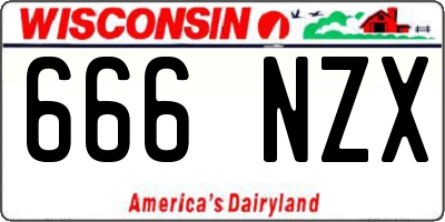 WI license plate 666NZX