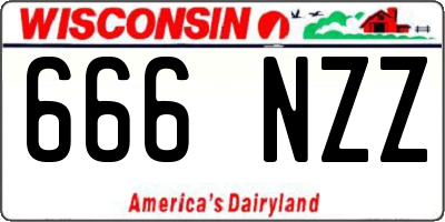 WI license plate 666NZZ