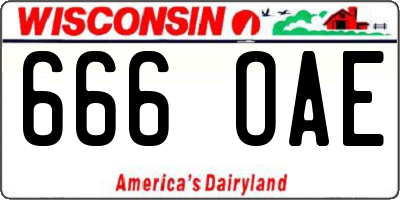 WI license plate 666OAE