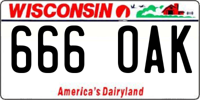WI license plate 666OAK