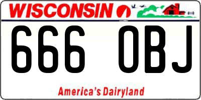 WI license plate 666OBJ