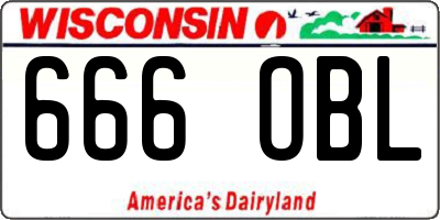 WI license plate 666OBL