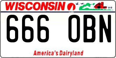 WI license plate 666OBN