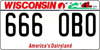 WI license plate 666OBO