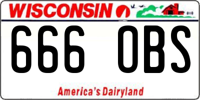 WI license plate 666OBS
