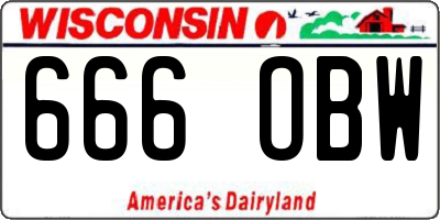 WI license plate 666OBW