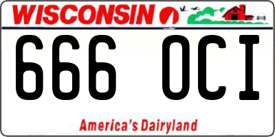 WI license plate 666OCI
