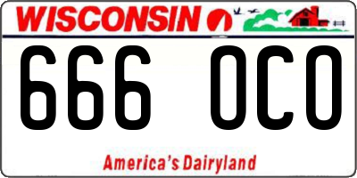WI license plate 666OCO