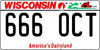 WI license plate 666OCT