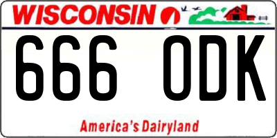 WI license plate 666ODK
