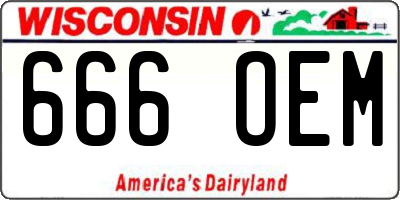 WI license plate 666OEM