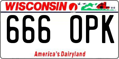 WI license plate 666OPK