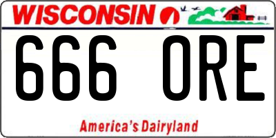 WI license plate 666ORE