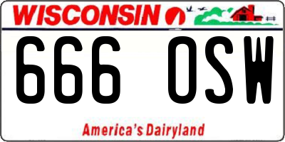 WI license plate 666OSW