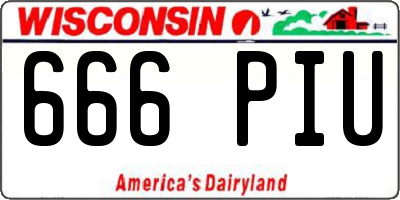 WI license plate 666PIU