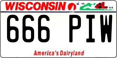 WI license plate 666PIW
