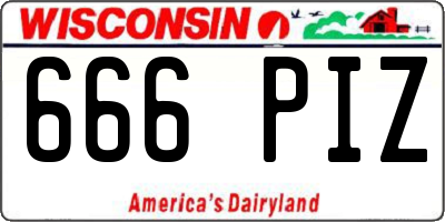 WI license plate 666PIZ