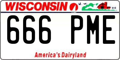 WI license plate 666PME