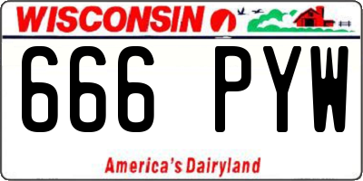 WI license plate 666PYW