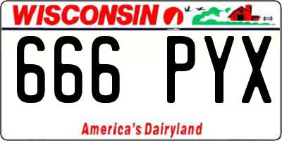 WI license plate 666PYX