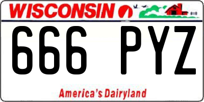 WI license plate 666PYZ