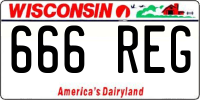 WI license plate 666REG