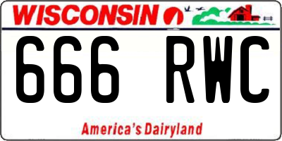 WI license plate 666RWC