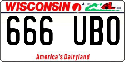 WI license plate 666UBO