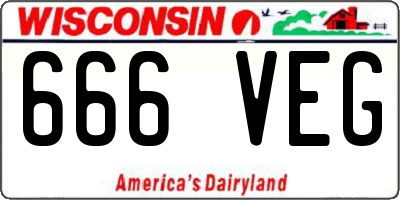 WI license plate 666VEG