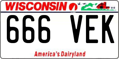 WI license plate 666VEK