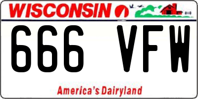 WI license plate 666VFW
