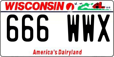 WI license plate 666WWX