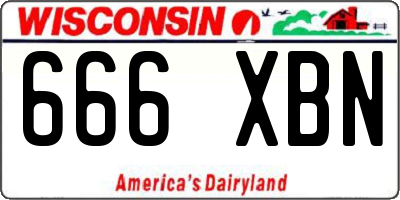 WI license plate 666XBN