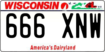 WI license plate 666XNW