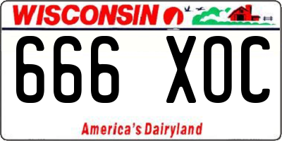 WI license plate 666XOC