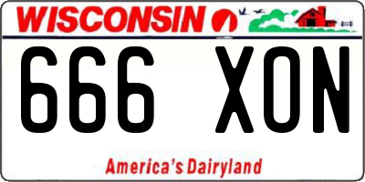 WI license plate 666XON