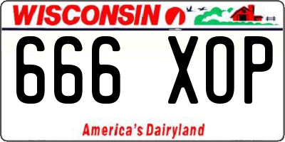 WI license plate 666XOP