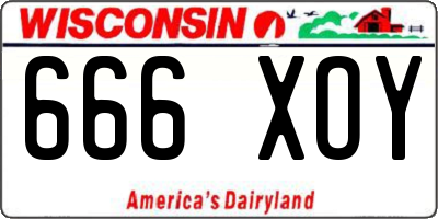 WI license plate 666XOY