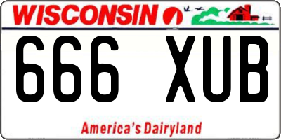 WI license plate 666XUB