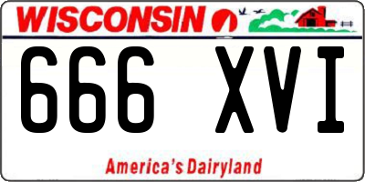 WI license plate 666XVI