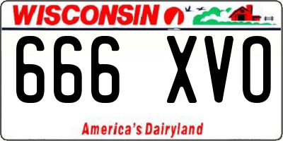 WI license plate 666XVO