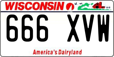 WI license plate 666XVW