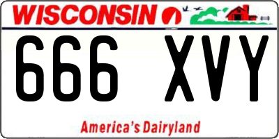 WI license plate 666XVY