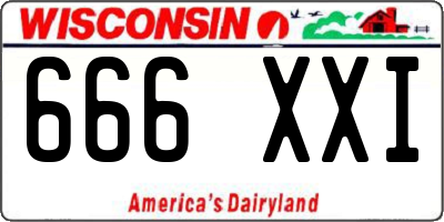 WI license plate 666XXI