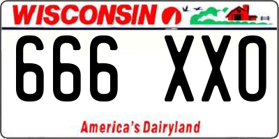 WI license plate 666XXO