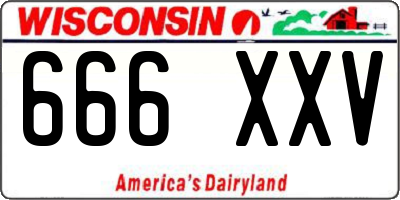 WI license plate 666XXV
