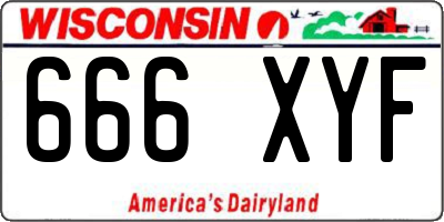 WI license plate 666XYF