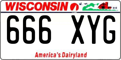WI license plate 666XYG