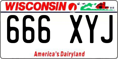 WI license plate 666XYJ